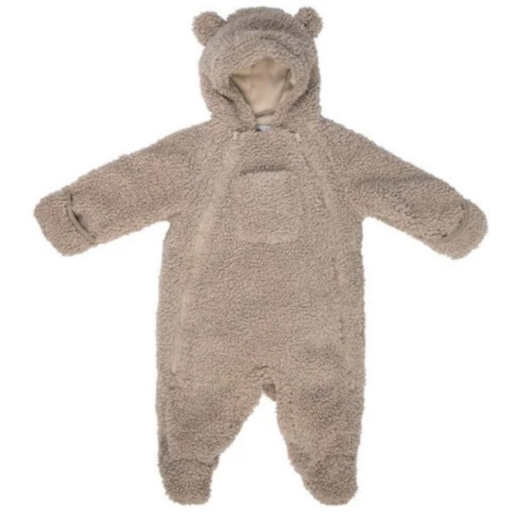 7 A.M. ENFANT Baby Oatmeal Plush Teddy Bunting Snowsuit